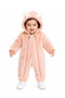 Sweet Rabbit Ears Double Zippered Welsoft Baby Jumpsuit Hooded Plush Winter Unisex Jumpsuit