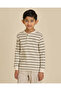 Boys Ecru Striped Waffle Henley T-Shirt