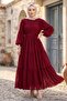 Tie Waist Ruffle Detailed Lined Chiffon Dress Red Hm2942 - 2