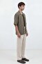 Khaki Linen Blend Embroidered Men's Shirt - 4