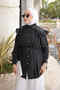 Black Shoulder Ruffle Waist Tie Shirt - 4