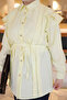 Yellow Shoulder Ruffle Waist Tie Shirt - 4