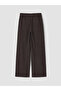 Lcw Modest Brown Elastic Waist Wide Leg Women's Trousers - 7