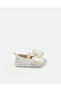 Baby Beige Bow Trim Pram Shoes