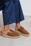 Maren Tan Suede Leather Laser Perforated Buckle Detail Straw Sole Women's Espadrille Slippers - 3