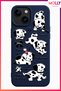 Midnight Blue Dalmatian Diary Patterned Velvet Inside Silicone Case for iPhone 15