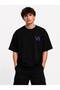 Purple Teddy Bear Graffiti Printed Oversize Black Unisex T-Shirt - 3