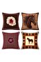 Set of 4 Cushion Covers with Drawing-Style Horses Pattern - 3