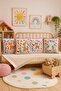 Set of 4 Children's and Baby's Throw Pillow Covers with Animals and Flowers Pattern - 2