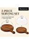 Acacia Wood Pizza Serving Board with Clear Acrylic Dome, Round Cheese, Cake and Charcuterie Paddle Board with Handle, 2-Piece Set - 5