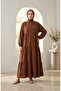 Half Button Layered Hijab Dress 2293-03 Brown