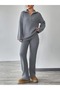 Women's Gray Thessaloniki Knitted Knitwear Top and Bottom Set Sweater Pants - 5