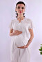 100% Cotton Scalloped Fabric Maternity Nightgown Effortt - Ecru - 2