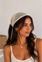Women's Ecru Cream Knitwear Bohemian Knitted Bandana Summer Hair Scarf Crochet Accessories - 2