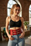 Red Wide Corset Belt with Three Buckles Waist Cincher - 2