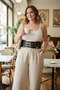 Plus Size Black Women's Belt with Multiple Buckles and Wide Corsage Model