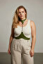 Plus Size Khaki Women's Belt Leather Harness Chain Detailed Body Accessory - 3