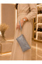 Silvery Gray Portfolio Bag, Evening Dress Handbag with Wrist Strap, Invitation Engagement Wedding Bag - 5
