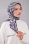 وشاح من القطن الحريري بنمط هندسي أرجواني - 3