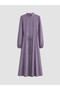 Lilac High Collar Belted Modal Blend Dress
