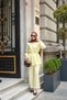 Women's Front Hem Detailed Shirt and Waist Tie Double Set Yellow - 2