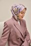 Twill Silk Scarf Large Floral Lilac 90X90 - 3