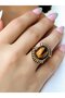 Natural Stone Tiger's Eye Natural Stone Women's Antique Adjustable Ring Euy94Kg - 2