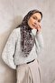 Cotton Polyester Soft Scarf Black Lilium Patterned Non-Slip Textured 90X90 - 2