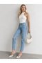 Ice Blue High Waist Knee Ripped Detailed Boyfriend Mom Jean Jeans - 2