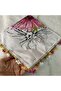 Handmade Needlework Writing, Scarf, Yemeni, Mevlit Cover, Head Cover, 4 Sides Embroidered, 100% Cotton, 100*100cm - 4