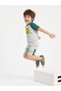 Edelweiss Boys' Raglan Sleeve Dinosaur Graphic Print and Fabric Thorn Detail Shorts Two-Piece Summer Set 51513 - 3