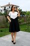 Women's Short Sleeve Crew Neck Front Geometric Shape Detailed Double Color Short Viscose Dress - 3