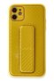 Ilkestor iPhone 12 Case Coco Carbon Stand Cover (125259) - Yellow