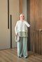 Women's Double Color Pocket Detail Thick Striped Vest Suit Green - 5