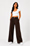 Women's Pearl Belted Palazzo Oversize Wide Cut Flowy Lycra Pants with Belt - 2