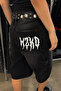 Unisex Spider Printed Baggy Denim Bermuda Shorts - 3