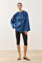 Crew Neck Linen Shirt Blue - 5