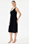 Black Italian Lace Midi Dress with Elastic Back and Straps, Size 38 - 42 - 2