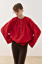 Crew Neck Linen Shirt Red - 4