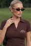 Women's Polo Collar Sunshine Club Printed T-Shirt Brown – 100% Cotton, Lycra Comfortable Fit Stylish Blouse - 3