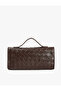 Knitted Textured Faux Leather Handbag with Metal Buckle - 2