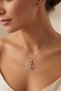 Women's Gold Color Double Swan Pink Zircon Stone Stainless Steel Necklace - 2
