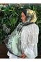 Patterned Green Hijab Shawl in Green Shades - 3
