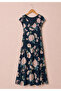 Patterned Viscose Fabric Relaxed Fit Bohemian Style Dress - 2