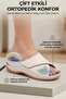 Beige Heel Spur Support Gel Sole Hallux Valgus Compatible Daily Comfortable Women's Slippers - 2