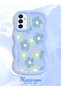Samsung Galaxy M23 Compatible Case Camera Protector Blue Silicone Couple Phone Case Floral Pattern - 2