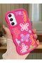 Samsung Galaxy A34 5g Compatible Case with Camera Protection Red Silicone Couple Phone Case Butterfly Pattern