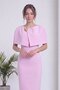 Women's Pink Midi Length Pencil Evening Dress with Brooch Detail - 4
