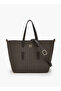 Monogram Print Tote Bag with Detachable Strap