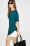 Aveline Women's Soft and Flexible Fabric, Side Gathered, Asymmetrical Cut, Boat Neck, Petrol Blue Blu - 2